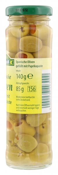 Feinkost Dittmann Spanische grüne Oliven gefüllt mit Paprikapaste