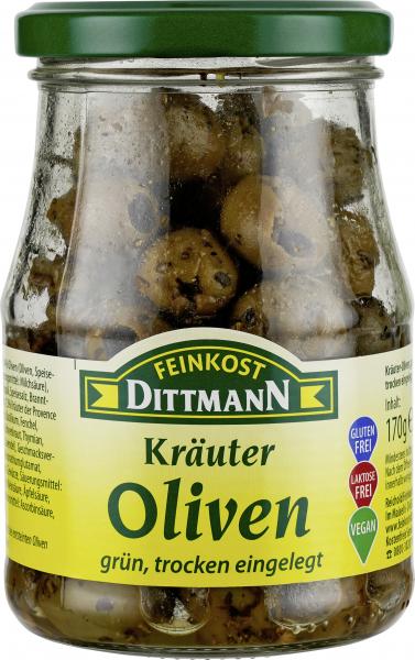 Feinkost Dittmann Kräuter-Oliven trocken eingelegt