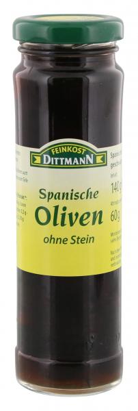 Feinkost Dittmann Spanische geschwärzte Oliven ohne Stein