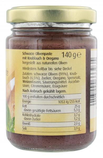 Leverno Schwarze Olivenpaste Knoblauch Oregano