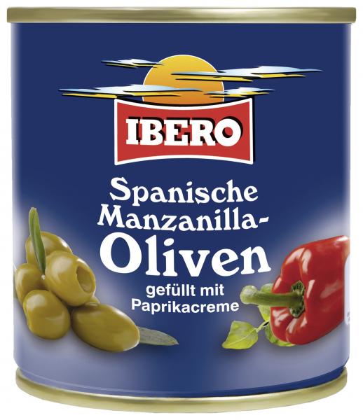 Ibero Spanische grüne Manzanilla Oliven gefüllt mit Paprikacreme