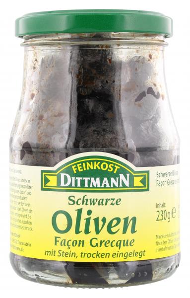 Feinkost Dittmann Schwarz Oliven mit Stein trocken eingelegt