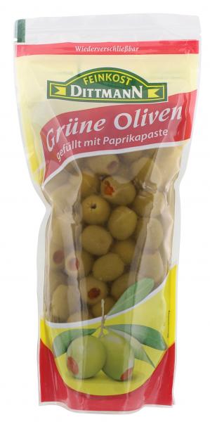 Feinkost Dittmann Grüne Oliven mit Paprikapaste