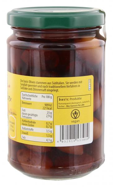 Basic Schwarze Oliven mit Stein in Lake