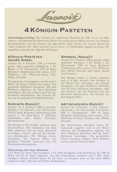 Lacroix Königin Pasteten