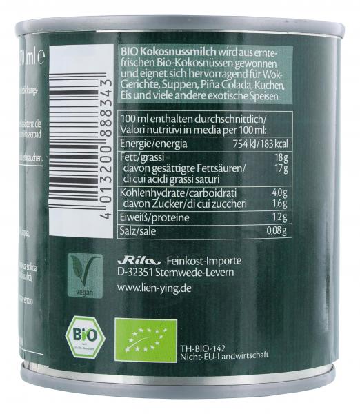 Lien Ying Organic Bio Kokosmilch