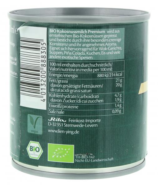 Lien Ying Organic Bio Kokosmilch Premium