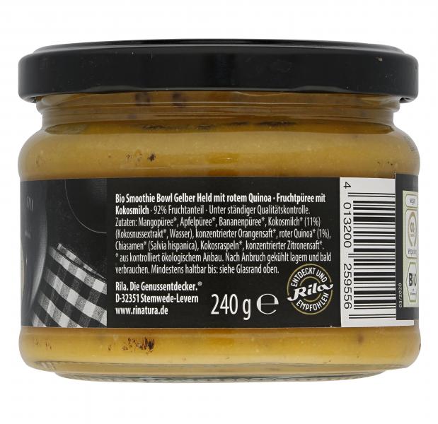 Rinatura Biio Foodie Lifestyle Smoothie Bowl Gelber Held mit Rotem Quinoa