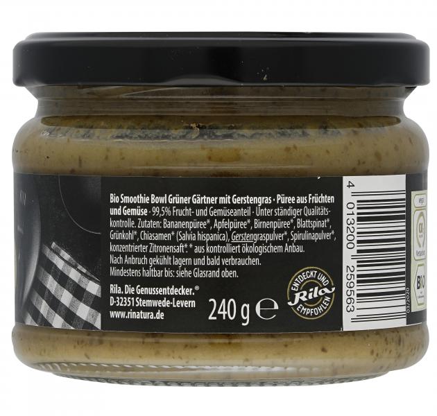 Rinatura Bio Foodie Lifestyle Smoothie Bowl Grüner Gärtner mit Gerstengras