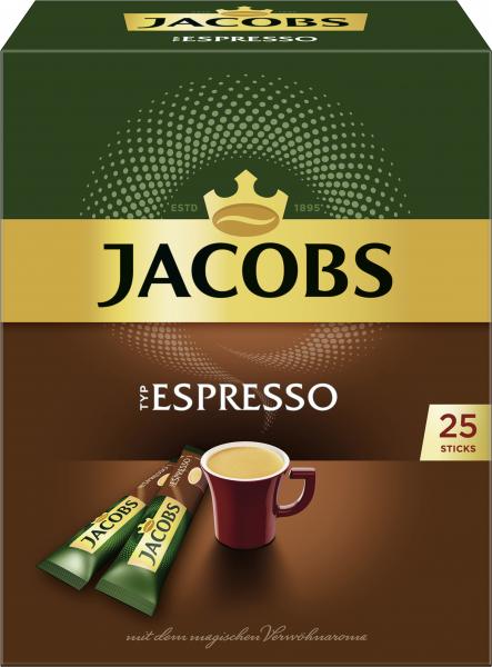 Jacobs löslicher Kaffee Espresso, 25  Instant Kaffee Sticks