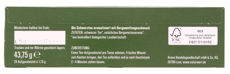 NaturWert Bio Earl Grey-Tee