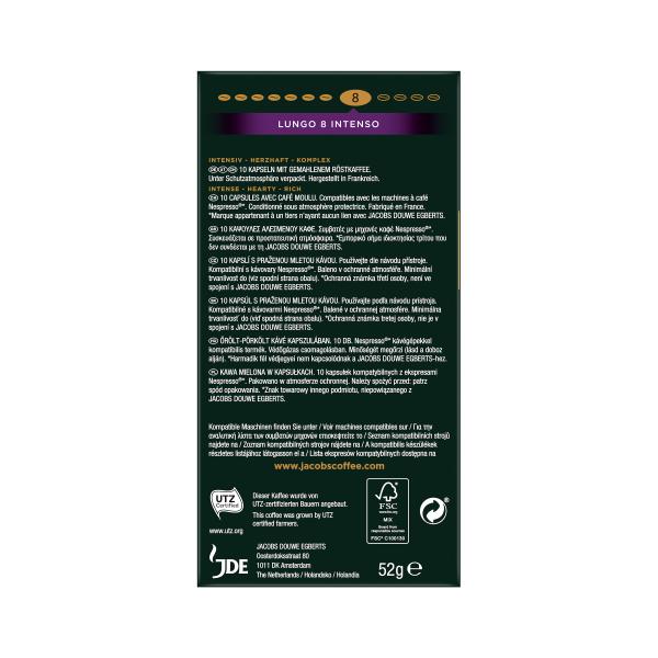 Jacobs Kaffeekapseln Lungo 8 Intenso, 10 Nespresso®* kompatible Kapseln 
