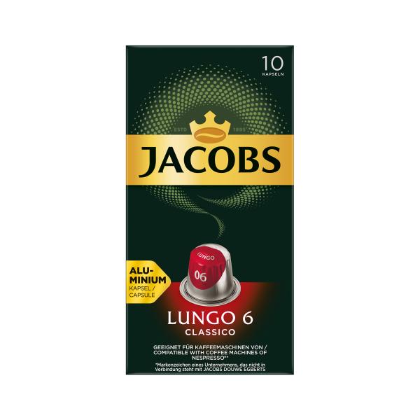 Jacobs Kaffeekapseln Lungo 6 Classico, 10 Nespresso®* kompatible Kapseln 