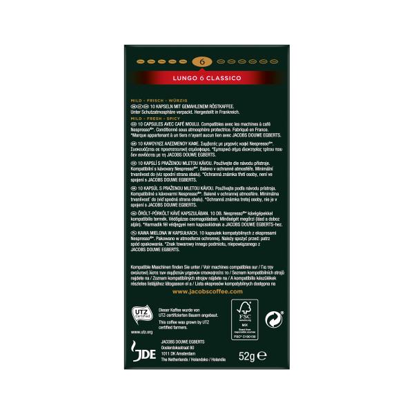 Jacobs Kaffeekapseln Lungo 6 Classico, 10 Nespresso®* kompatible Kapseln 
