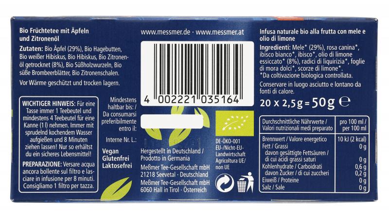 Meßmer Bio Apfel Zitrone
