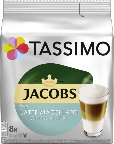 Tassimo Kapseln Typ Latte Macchiato Weniger Süß, 8 Kaffeekapseln