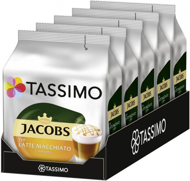 Tassimo Kapseln Jacobs Latte Macchiato Caramel, 5 x 8 Kaffeekapseln  