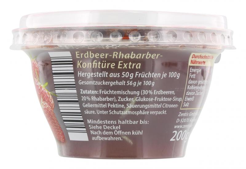 Frühstücks-Konfitüre die Echte Extra Erdbeer-Rhabarber