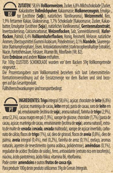 Nestlé Clusters Schokolade, mit Schokolade, Mandeln und Vollkorn