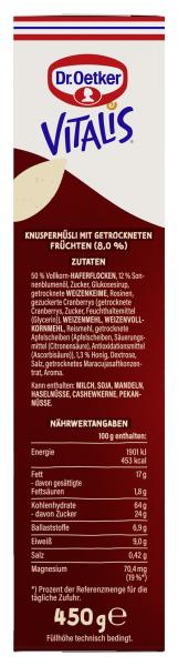 Dr. Oetker Vitalis Knusper Plus Müsli Multifrucht