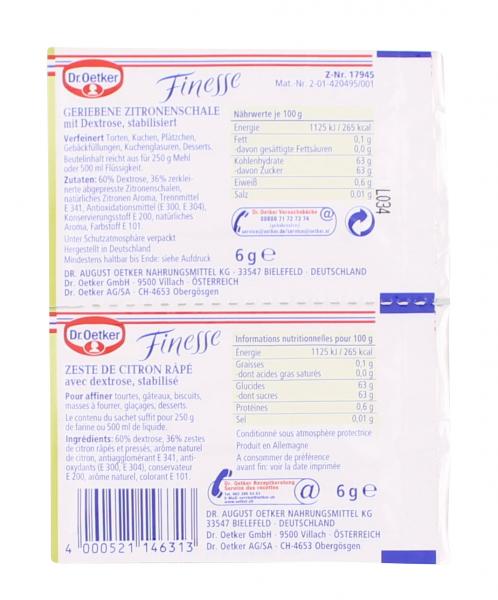 Dr. Oetker Finesse Geriebene Zitronenschale