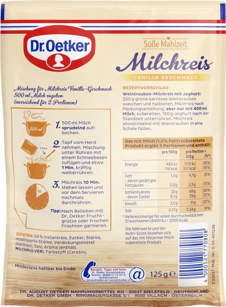 Dr. Oetker Süße Mahlzeit Milchreis Vanille
