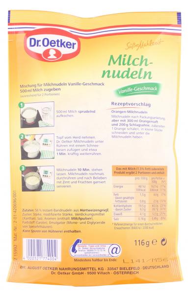 Dr. Oetker Süße Mahlzeit Milchnudeln Vanille-Geschmack