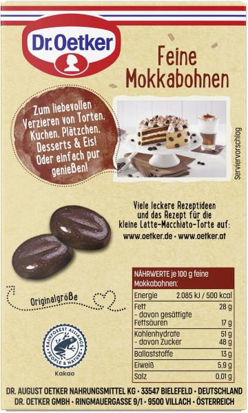 Dr. Oetker Feine Mokkabohnen Zartbitter-Mokkaschokolade