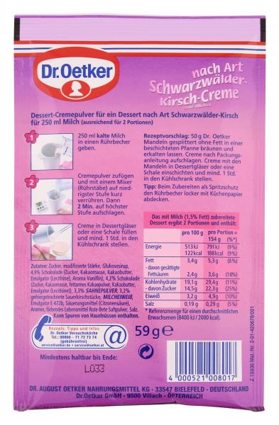Dr. Oetker Cremepulver nach Art Schwarzwälder-Kirsch