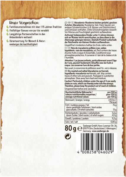 Seeberger Macadamias geröstet & gesalzen