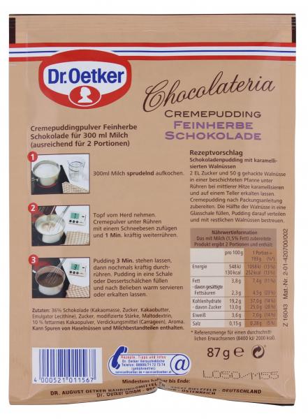 Dr. Oetker Chocolateria Cremepudding feinherbe Schokolade