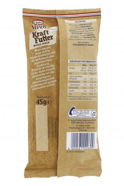 Dr. Oetker Vitalis Kraftfutter Müsli-Snack Extra crunchy pur
