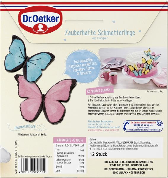 Dr. Oetker Zauberhafte Schmetterlinge aus Esspapier
