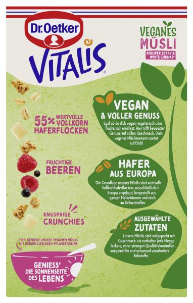 Dr. Oetker Vitalis Veganes Müsli Knusper Berry & White Chunks