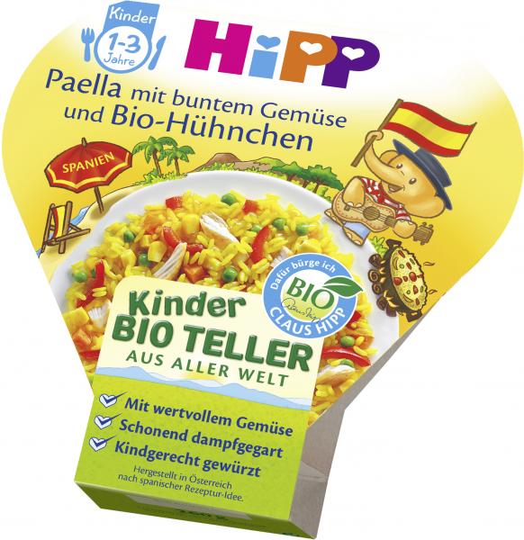 Hipp Kinder Bio Teller Paella mit buntem Gemüse und Bio-Hühnchen
