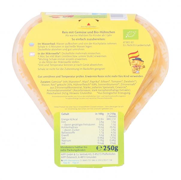 Hipp Kinder Bio Teller Paella mit buntem Gemüse und Bio-Hühnchen