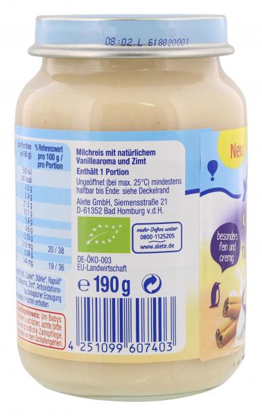 Alete Abendbrei Milchreis Vanille-Zimt