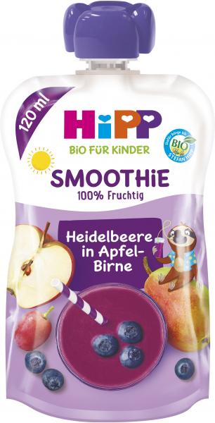 Hipp Bio Smoothie Quetschbeutel Heidelbeere in Apfel-Birne