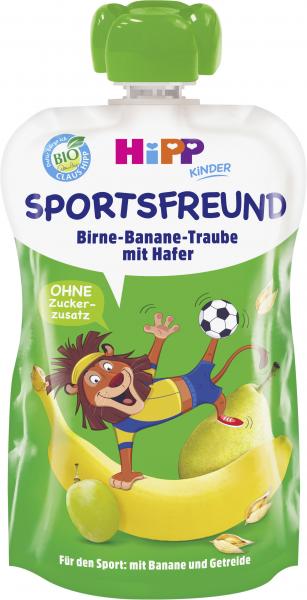 Hipp Kinder Sportsfreund Quetschbeutel Birne-Banane-Traube mit Hafer
