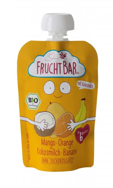 FruchtBar Bio Fruchtpüree Mango-Organge-Kokosmilch-Banane
