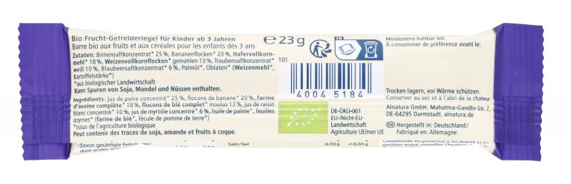 Alnatura Früchteriegel Birne Blaubeere