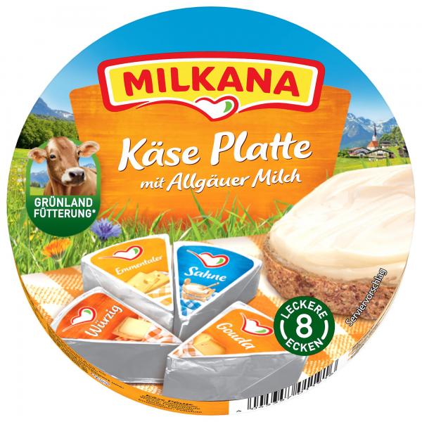 Milkana Schmelzkäse-Ecken Käse Platte 8 leckere Ecken