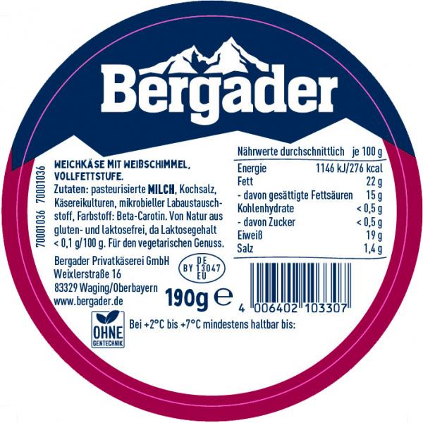 Bergader zarte Schale weicher Kern Käse würzig-cremig