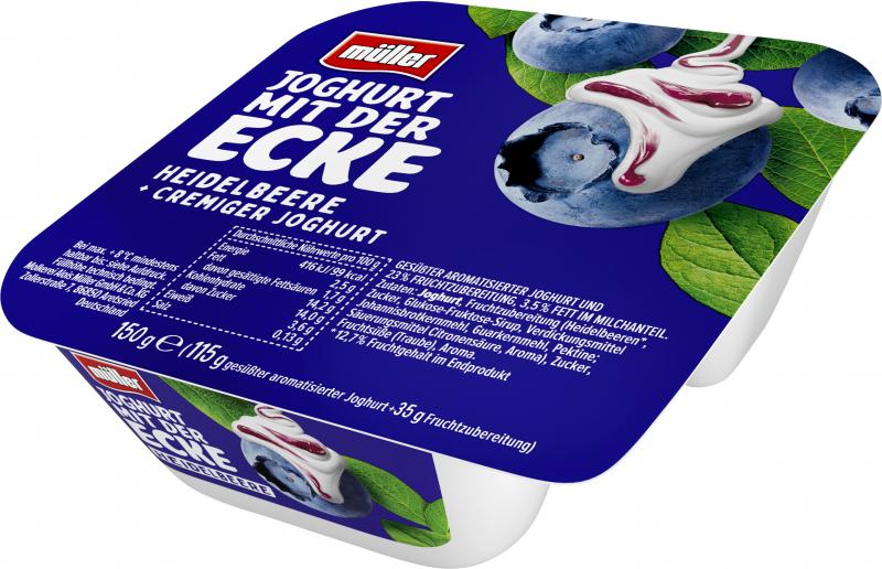 Müller Joghurt mit der Ecke Heidelbeere & cremiger Joghurt