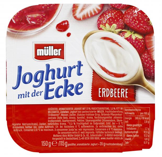 Müller Joghurt mit der Ecke Schlemmer Erdbeere &amp; cremiger Joghurt