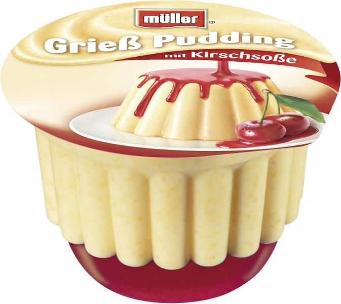Müller Grieß Pudding mit Kirschsoße