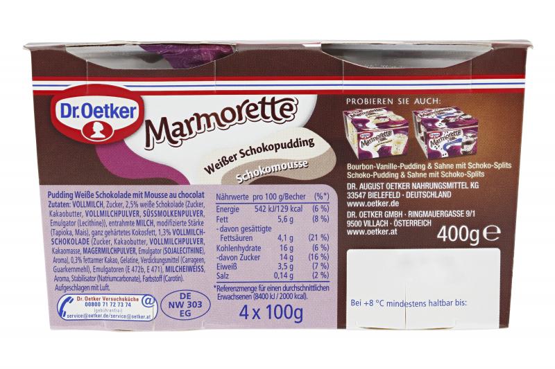 Dr. Oetker Marmorette Choc Choc Weißer Schokopudding Schokomousse
