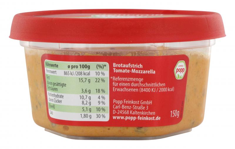 Popp Brotaufstrich Tomate-Mozzarella