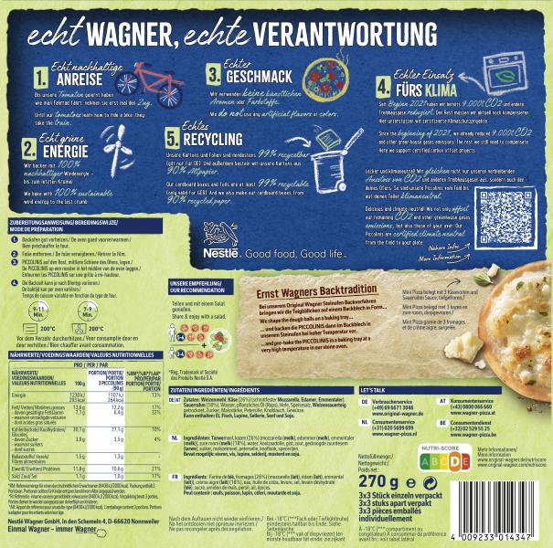 Original Wagner Pizza Steinofen Piccolinis Drei-Käse