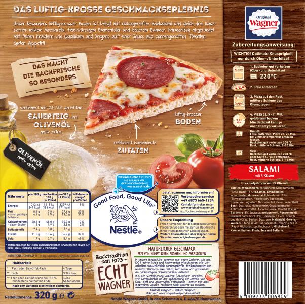 Original Wagner Die Backfrische Salami Pizza mit und feinen Kräutern